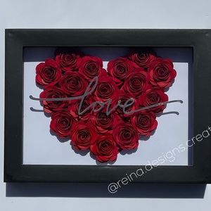LOVE Shadow Box Hand made Roses by Reina’s Designs 5x7  60.00